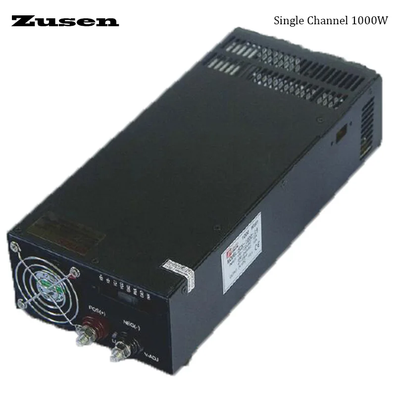 Zusen S-1000W Single Channel Output Switching Power Supply Fan Cooling 176~370VAC Into 12V 13.5V 15V 24V 36V 48VDC