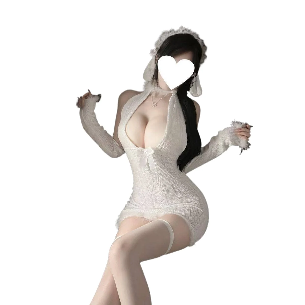

Anime Game Women's Sexy Plush Nightgown Bunny Girl Uniform Open Chest Role Playing Costume Party Nightclub Performance Clothes