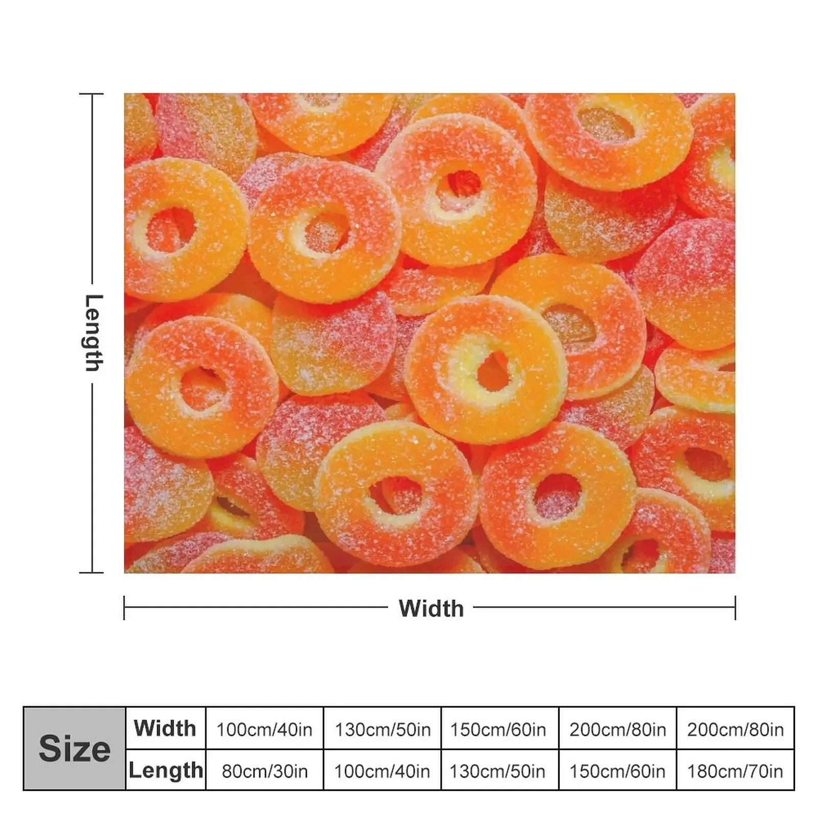 Sour Peach Slices and Rings Gummy Candy Photograph Throw Blanket Weighted halloween Thermals For Travel Sleeping Bag Blankets