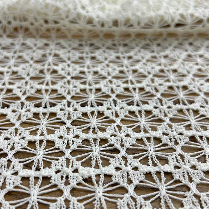 Hollow Perspective Mesh Lace Fabric Snowflake Pattern for Clothing Fashin Designer Diy Sewing Material Cloth Handmade