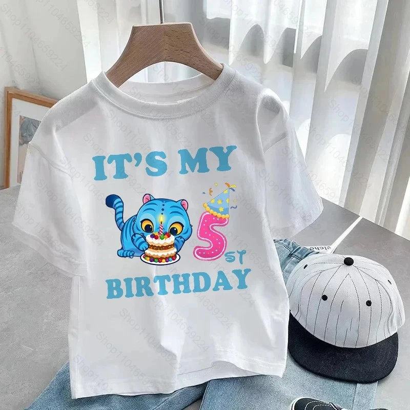 إنه بلدي 3 4 5 6 7 8 9 سنوات عيد ميلاد الفتيات الفتيان الكرتون K-Pop شيطان النمر الصيادين لطيف الاطفال ملابس الأطفال طباعة تي شيرت #2