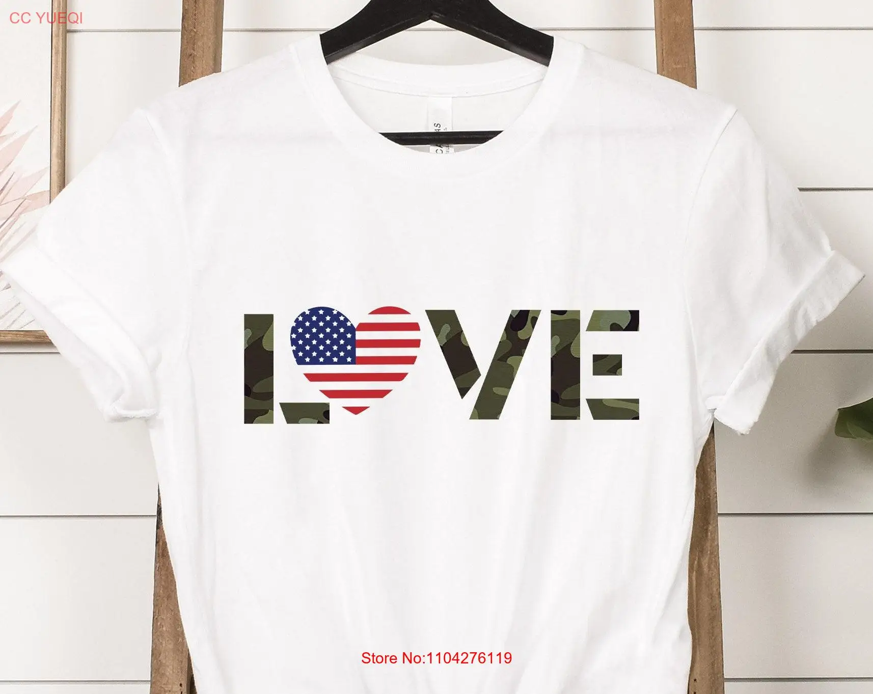 

Love Veterans T Shirt Military Wife Day for Women Army Veteran Memorial long or short sleeves