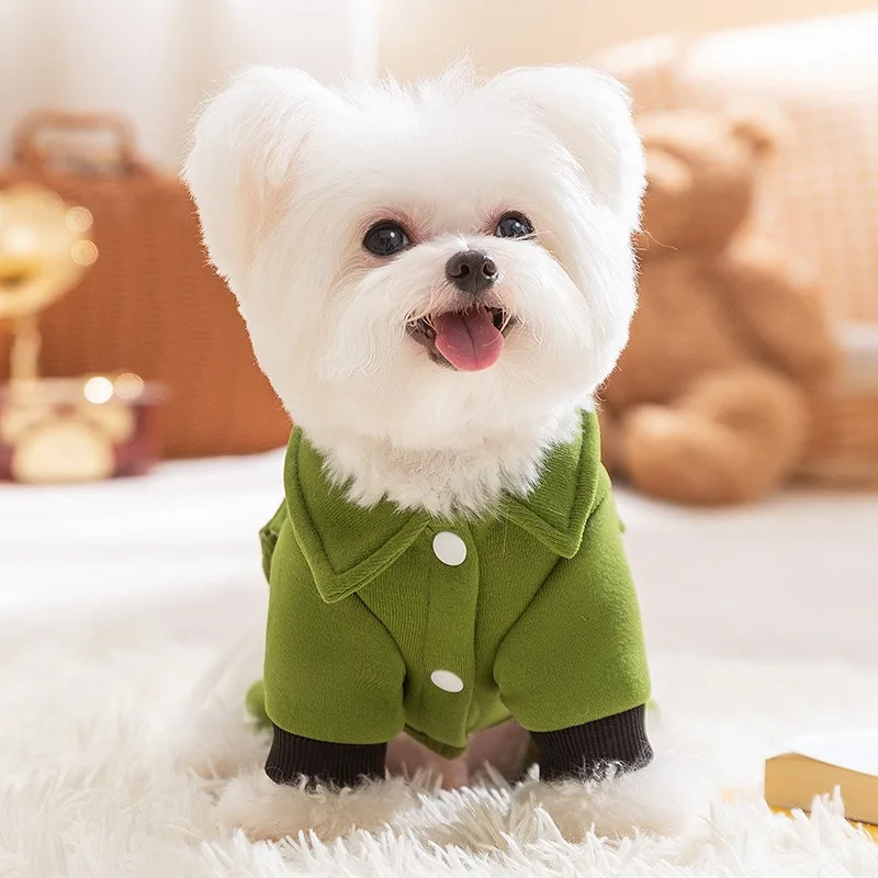 Green Dog Coat Winter New Pet Warm Clothing Teddy Bodysuit Puppy Coat Schnauzer Four Legs Clothes XS-XL