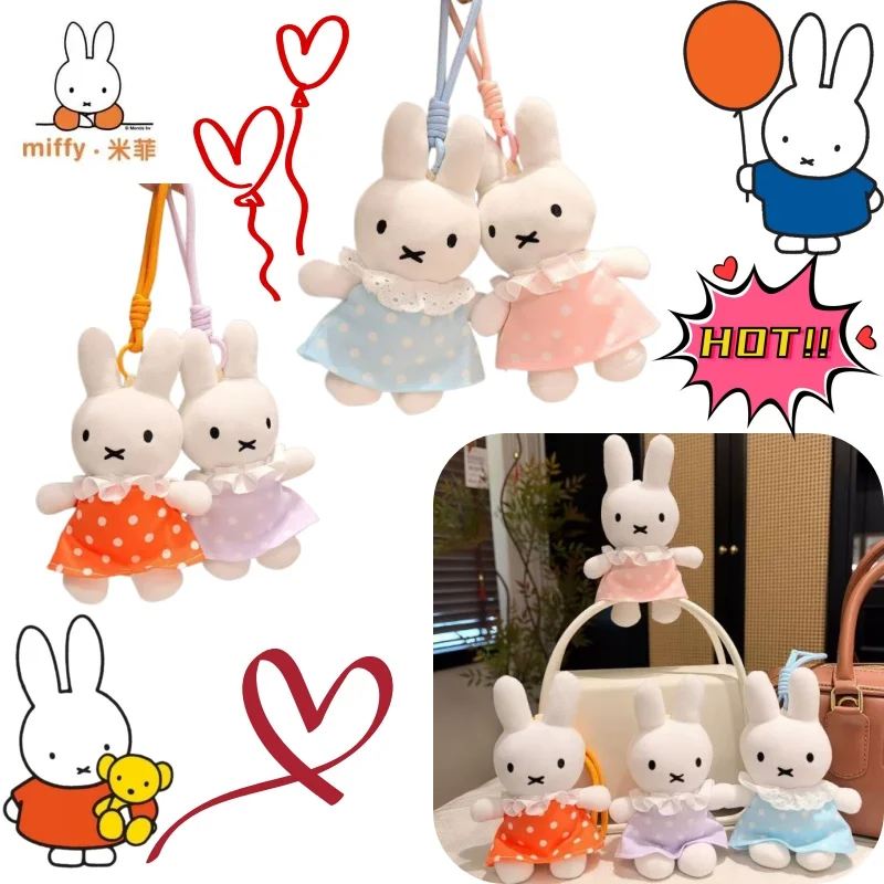 Miffy Rabbit summer new cross dressing polka dot dress, plush bunny plush toy cartoon cute bunny pendant gift