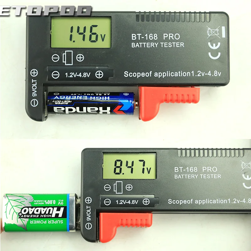 Digital Battery Tester 168 - 168D Series - Measures Battery Capacity and Voltage. With clear digital display