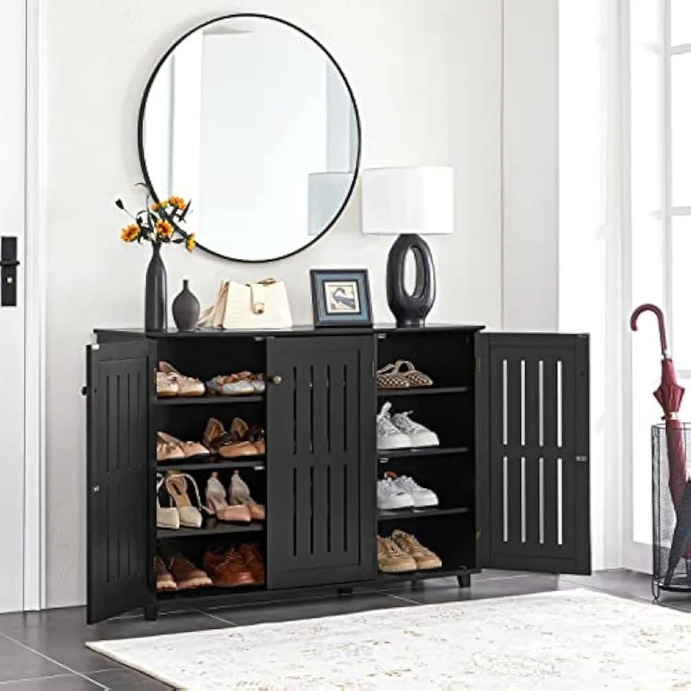 Free Standing Shoe Rack Adjustable Storage Organizer 4 Tier Shoe Rack Shelves Entryway Hallway Furniture for Bathroom LivingRoom
