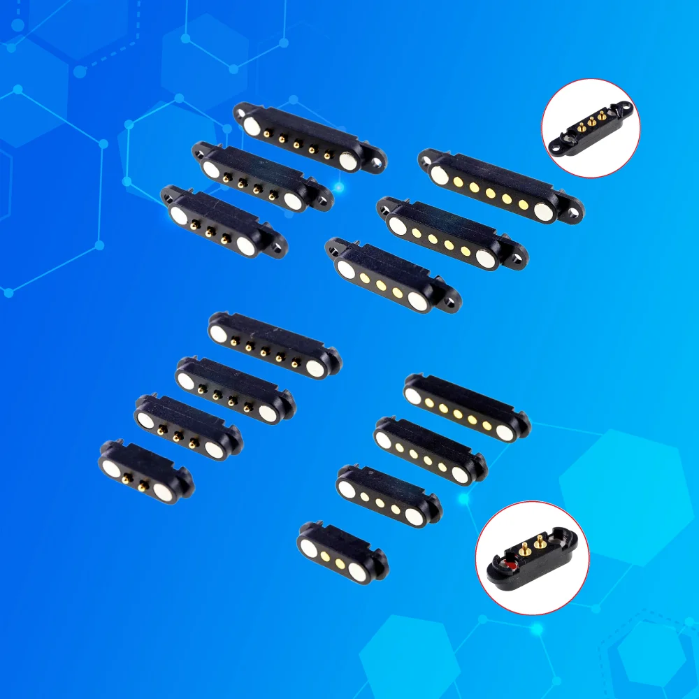 1 5 20 Pcs 2A DC Magnetic Pogo Pin Connector 2Pin 3 4 5 6 7 8 9P Pogopin Male Female spacing 2.5mm Spring Loaded DC Power Socket