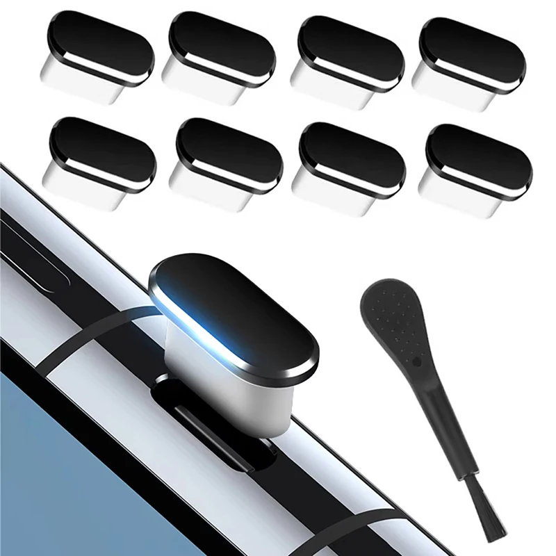 5 Pcs Type C Phone Dust Plug With Cleaning Brush Anti Dust Port Cover Caps For iPhone 15 16 Huawei Xiaomi USB Type C Smart Phone