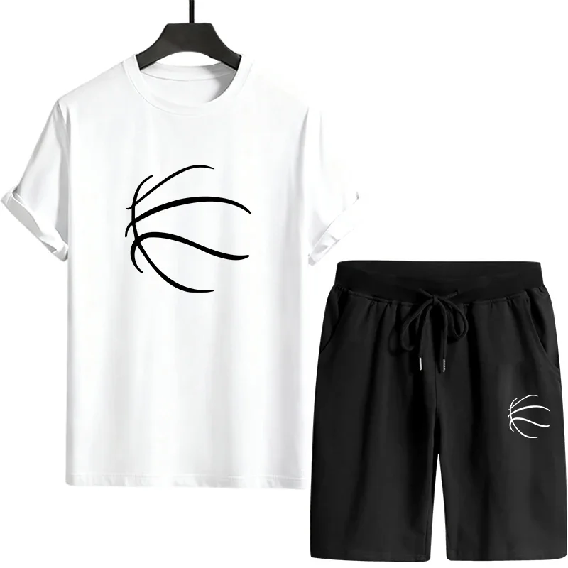 

Мужской повседневный спортивный костюм 2026: универсальная футболка с коротким рукавом и спортивные шорты для летнего активного отдыха и бега