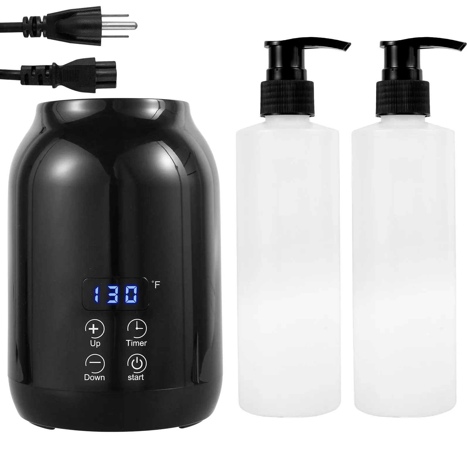 

Massage Oil Warmer Smart Touch Key Electric Lotion Heater with 2 Oil Bottle Dispenser Temperature Adjustable Lotion Bottle