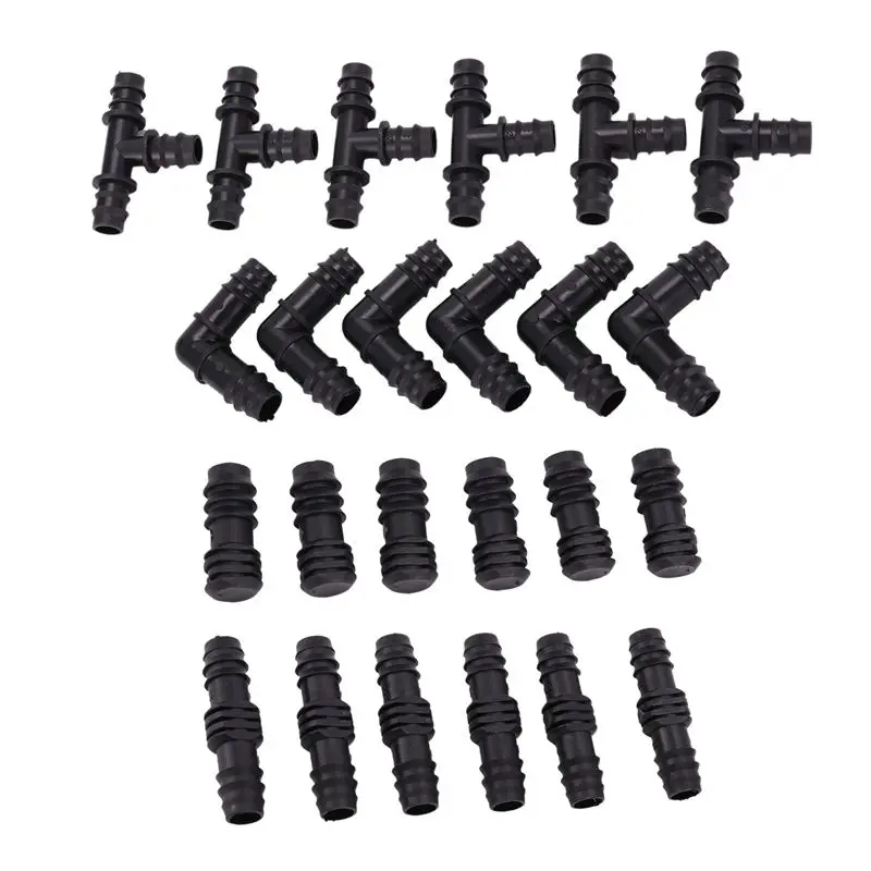 NEW HOT In Stock-Irrigation Fittings Kit For Drip Tubing -6 Tees, 6 Couplings, 6 Ends, 6 Elbows - 16Mm Compatible Drip Sprinkler