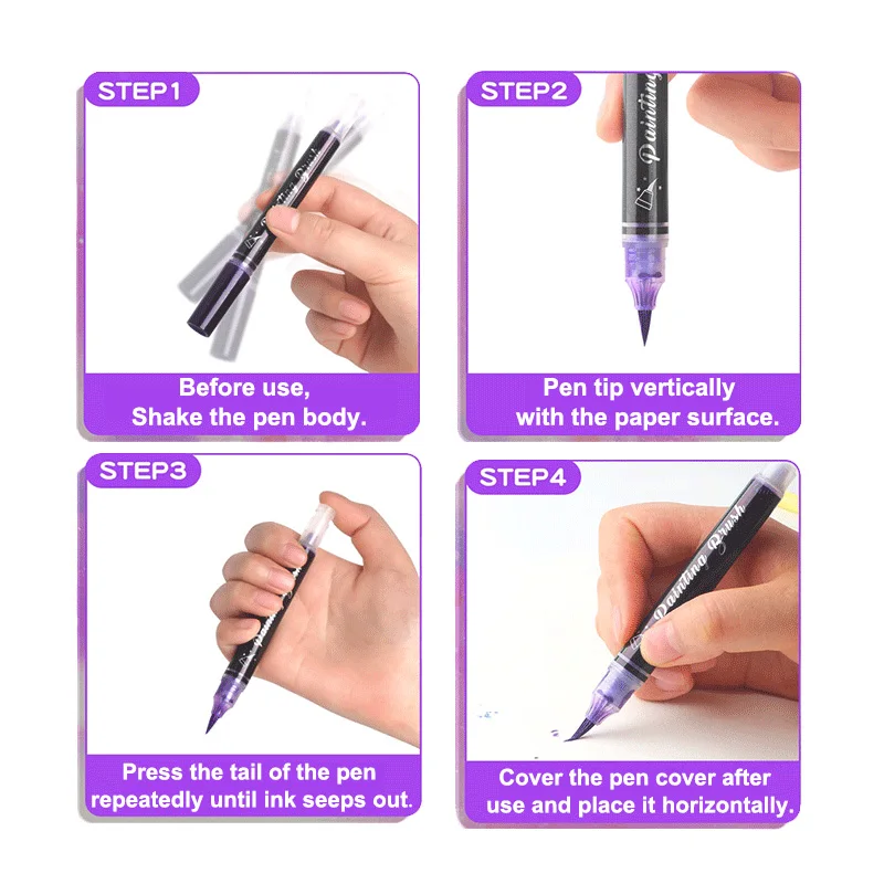 9Colors Metallic Markers Pens Dual Bling Shiny Brush Pen Press Type for Paper Glass Rock Painting DIY Scrapbook Album stationery image 6