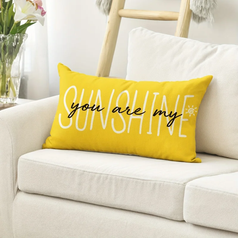VIKAMA Minimalist Sunshine Lumbar Pillow Cover Inspirational Quote Print Soft Cushion Case for Home Decor