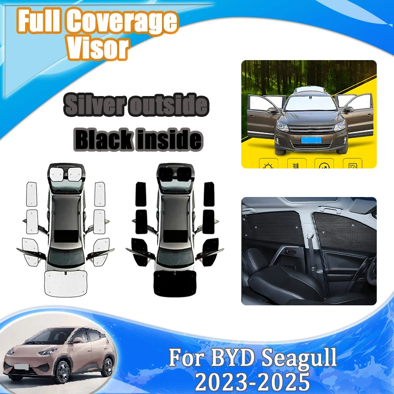 

For BYD Seagull 2025 Accessories Dolphin Mini Surf Atto 1 2023 2024 Car Upgraded Sunshades Curtain Style Folding Sun Visors Tool