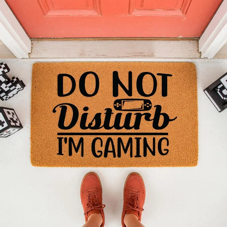 

Gamer Do Not Disturb Doormat Funny Video Game Room Entryway Decor Doormat Personalized Gift Trendy Custom Text Wrds Coir Doormat