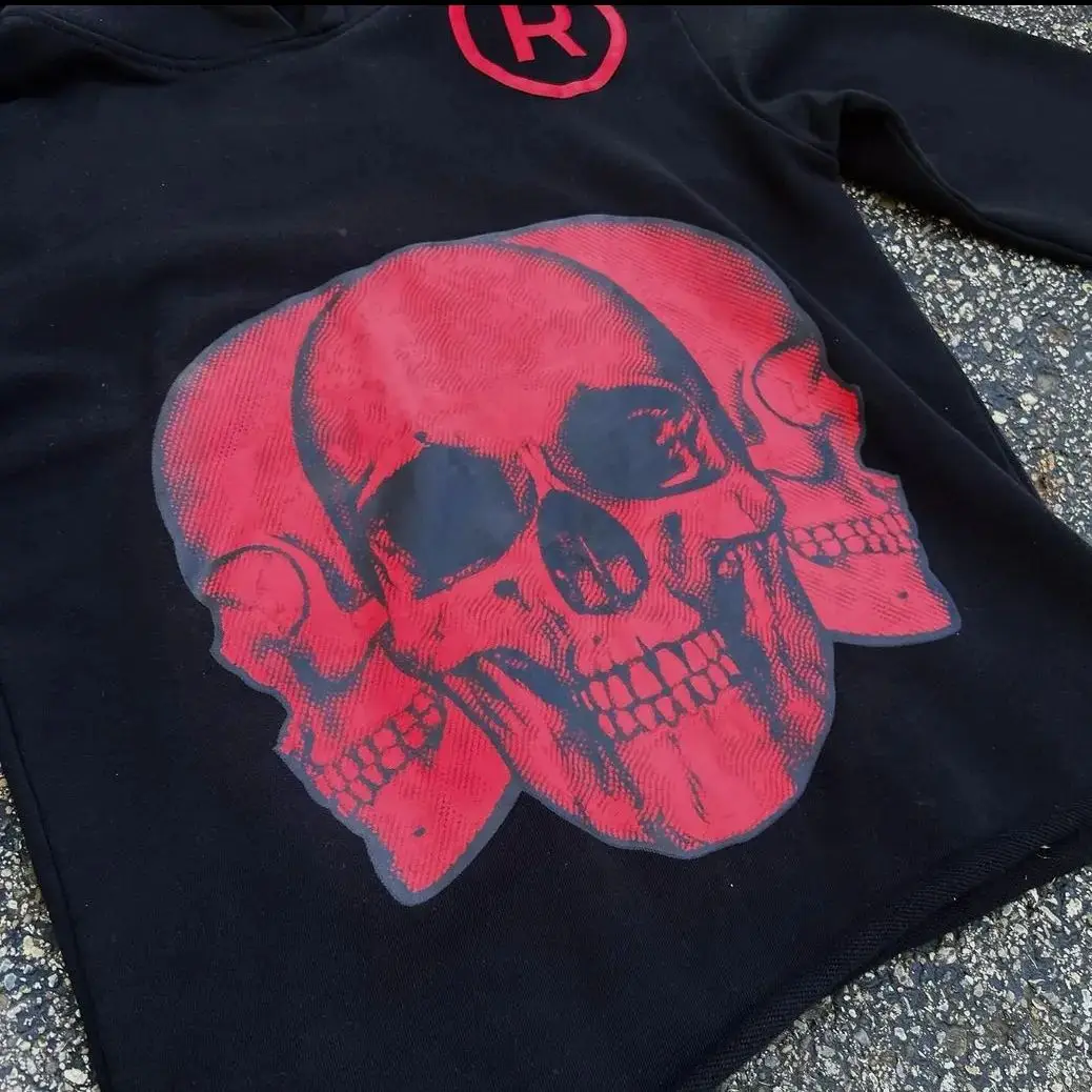 Sudadera con capucha de calavera Harajuku para hombres y mujeres, ropa de calle de gran tamaño, Tops Y2k, sudadera de Hip Hop, ropa gótica Grunge