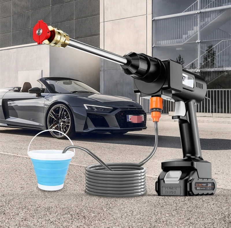 24v High Pressure Cordless Car Washer Wireless Spray Portable Water Cleaning Machine For Irrigation With Lithium Battery