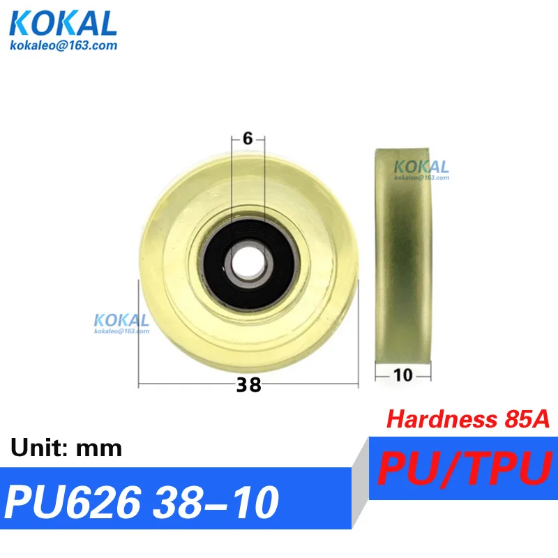 [PUd6] 1PCS 626RS 626 hot sale polyurethane PU TPU soft rubber currency count machine bearing roller wheel  all size 40MM 4cm