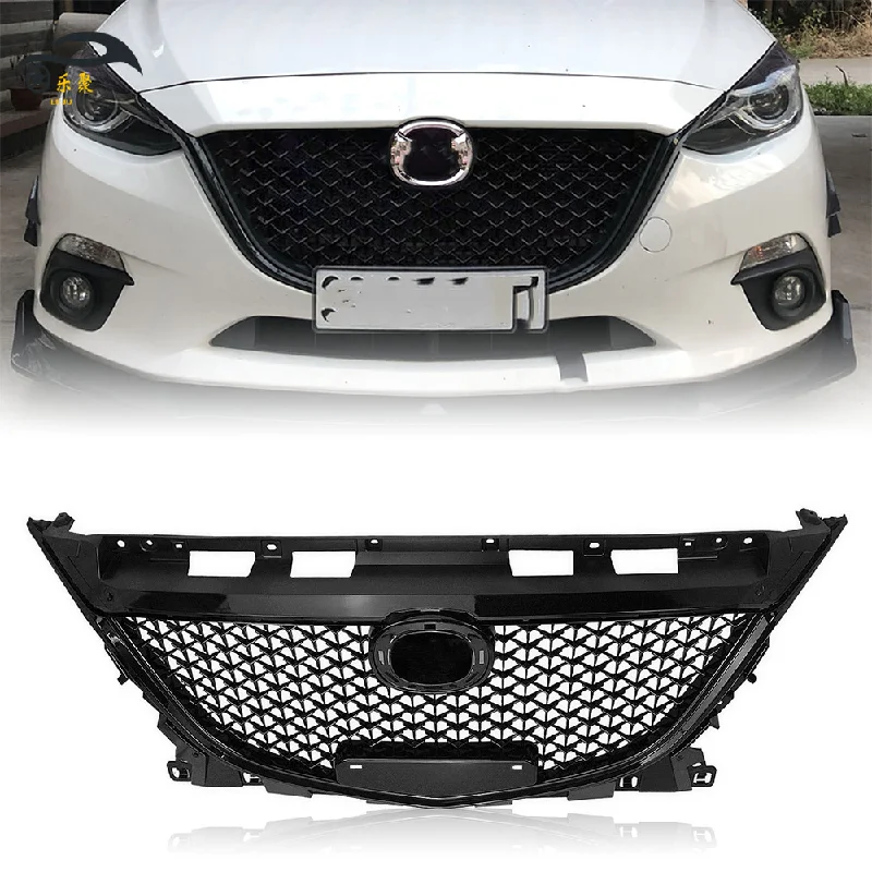 Grill Grille For 2014 2015 2016 Mazda3 Angkesela Racing Grills Mid-grille Bright Black Starry Front Face Restoration Parts