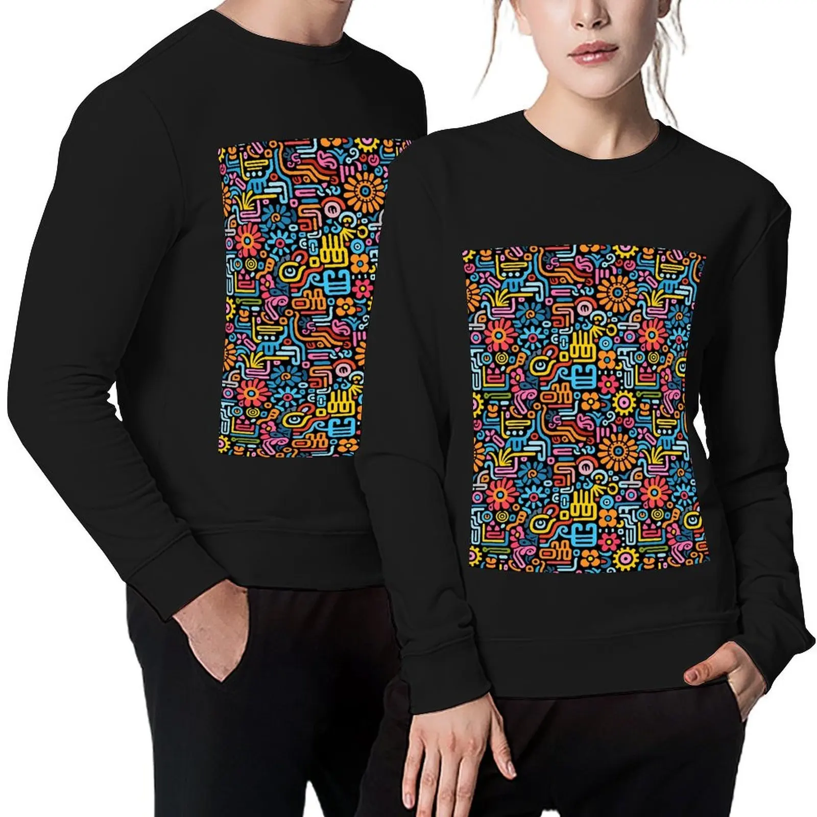 

Psychedelic Abstract Flowers and Smooth Shapes Pullover winter clothes autumn mens clothes men clothes men's sweatshirts