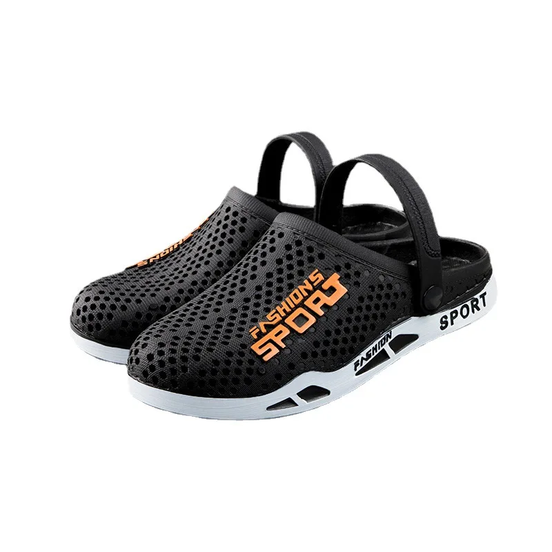 40-44 Mens Mules Clogs Summer Sandals Male Slippers Soft Bottom Beach Shoes Slip-On Zapatos Breathable Non-Slip Hollow Footwear