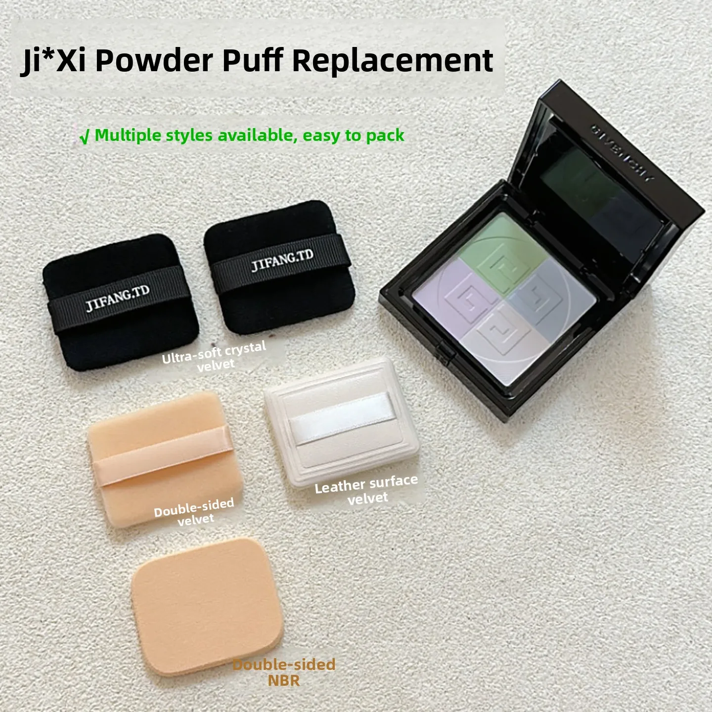 ゲランパウダーコンパクト用両面スクエアメイクアップスポンジ-ふわふわの質感で長持ちするメイクアップセッティングツール-すべての肌タイプに