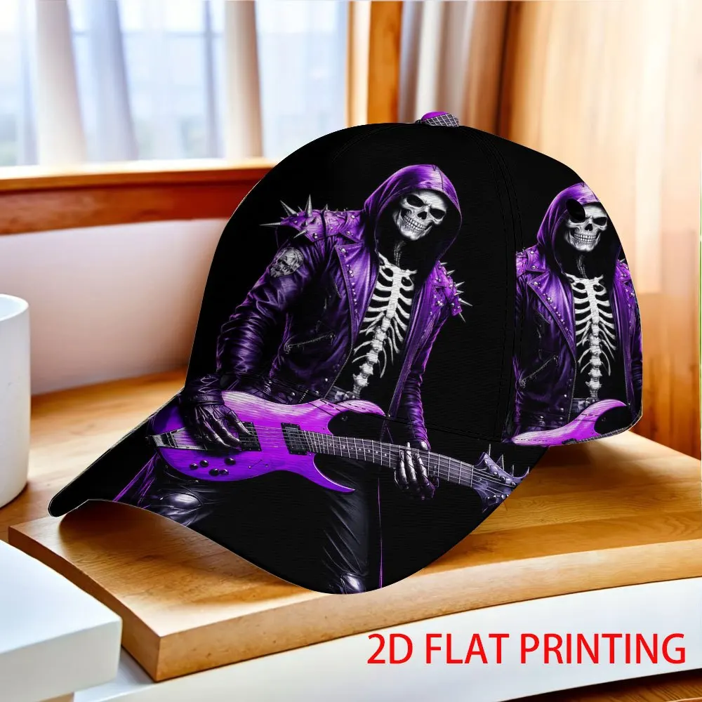 Purple Rock Skeleton Baseball Cap Featuring Abstract Elements Provides an Optimal Experience Perfect for Barbecue Parties