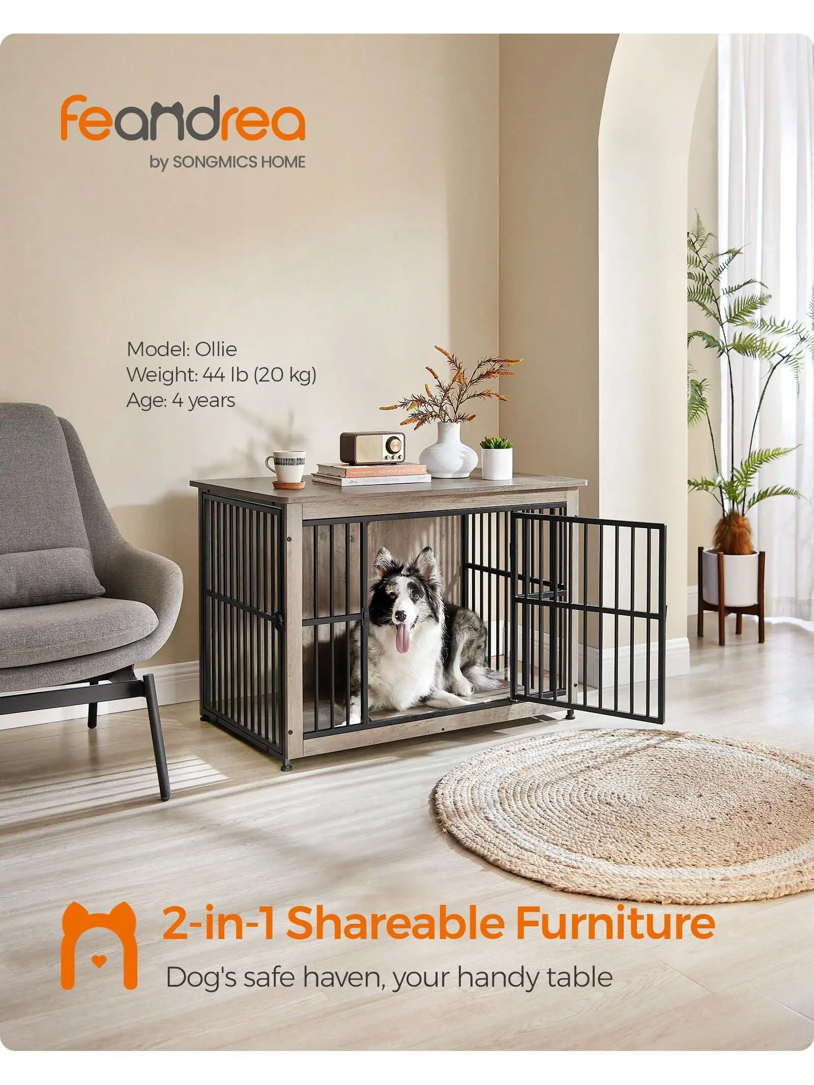 Feandrea Dog Crate Furniture, 38.6