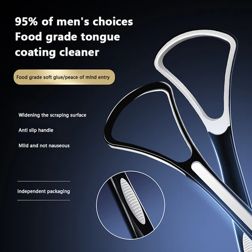 Imagen 2 del producto 1 Uds raspador de lengua cepillo para limpiar la superficie de la lengua cepillos de limpieza bucal limpiador aliento fresco salud