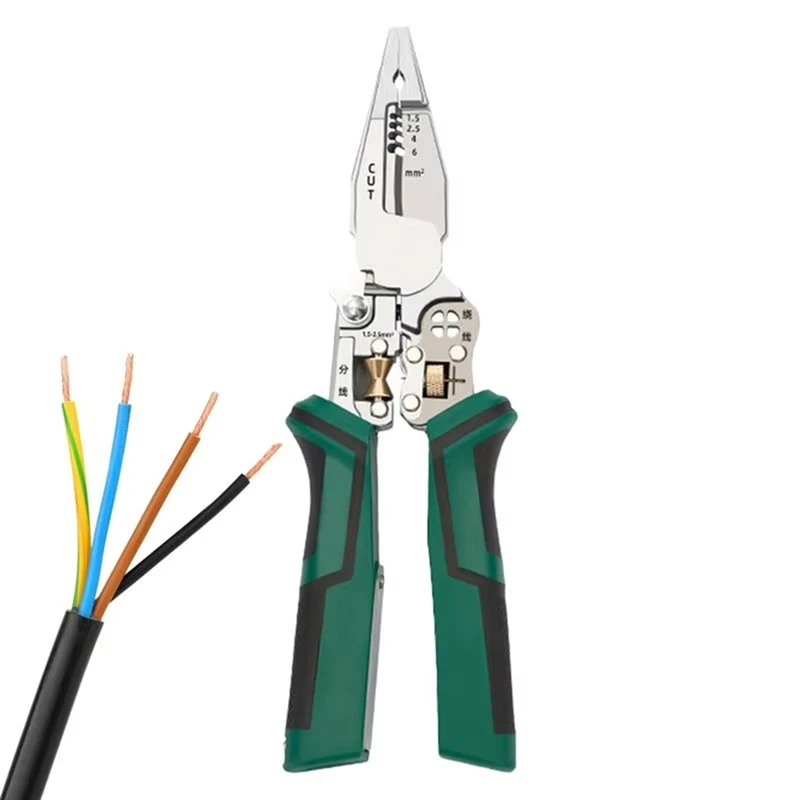 

Инструмент для резки проволоки 10 в 1, плоскогубцы для зачистки электрического кабеля, тестер напряжения, ножницы с функцией измерения электричества