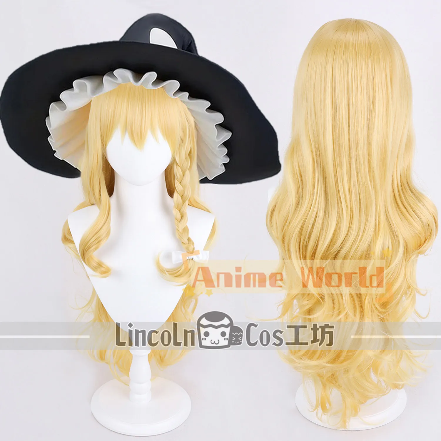 アニメ東方プロジェクト霧雨魔理沙コスプレウィッグハロウィンカーニバルパーティー小道具人工毛耐熱ファイバー-ウィッグキャップ