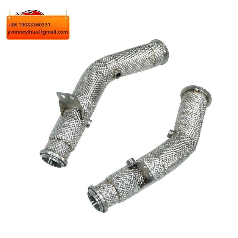 

JTLD 76mm Stainless Steel Exhaust Downpipe With Heat Shield For Mercedes BENZ W205 C43 C450 M276 AMG LHD
