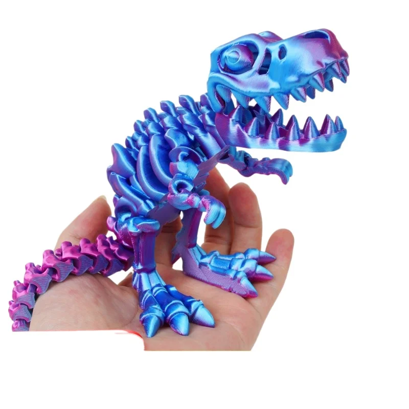 طباعة ثلاثية الأبعاد مفاصل مرنة ومتحركة Tyrannosaurus Rex ديناصور الهيكل العظمي التنين التحول حلية اليدوية هدية ديكور