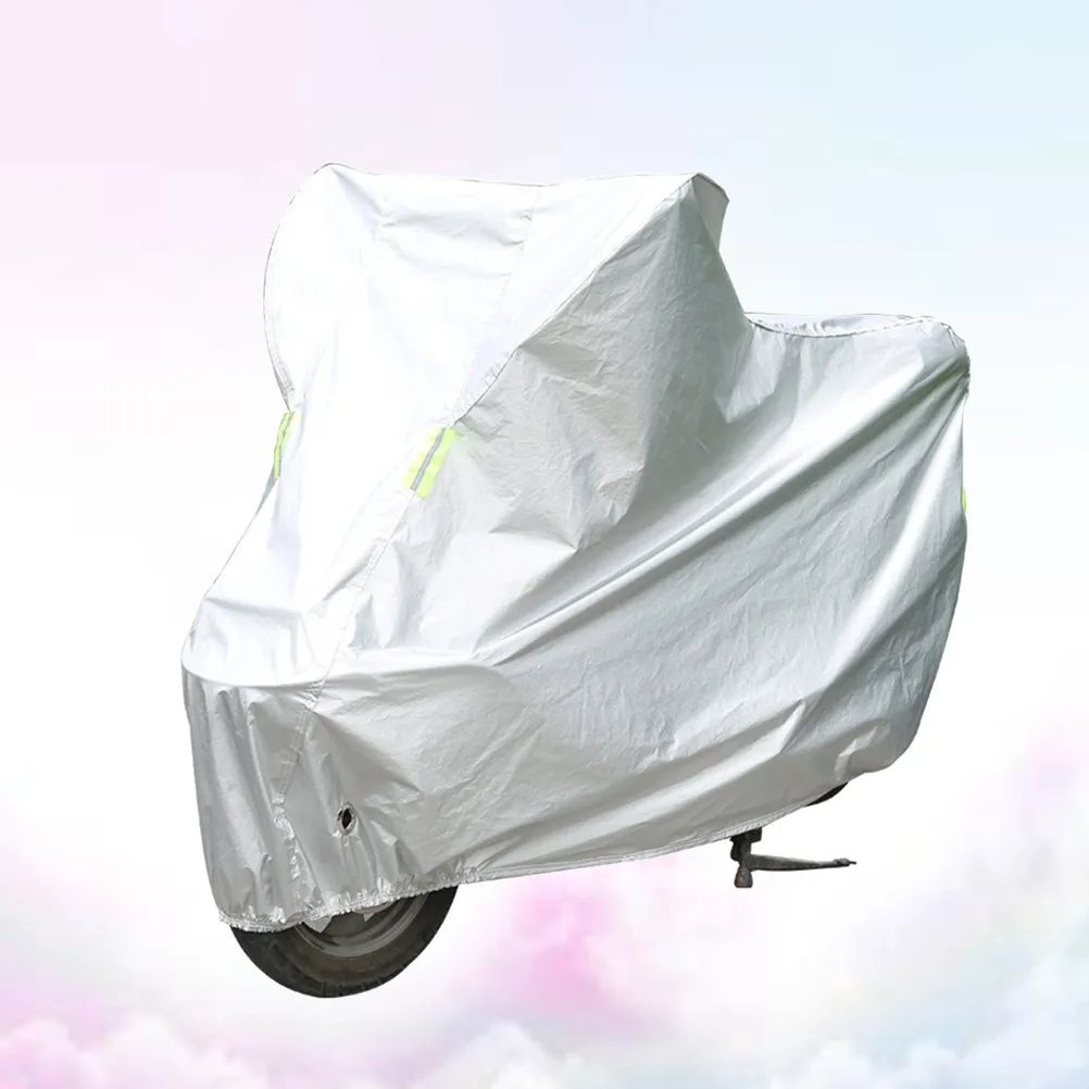 Universal Motorcycle Cover Xl Silver Weatherproof Outdoor Sun Block Dustproof Rain Snowproof Motorbike Protector Reflective