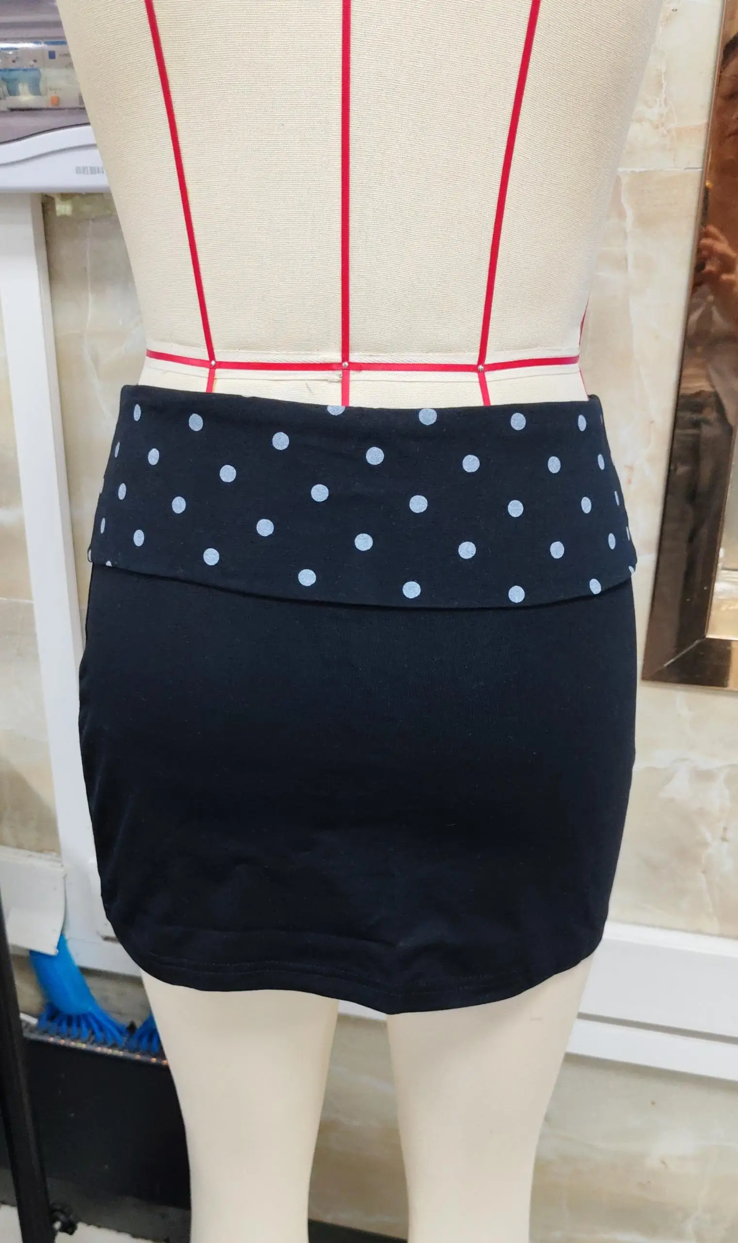 Minigonna patchwork a pois da donna Gonne slim fit casual alla moda in vita elastica estiva