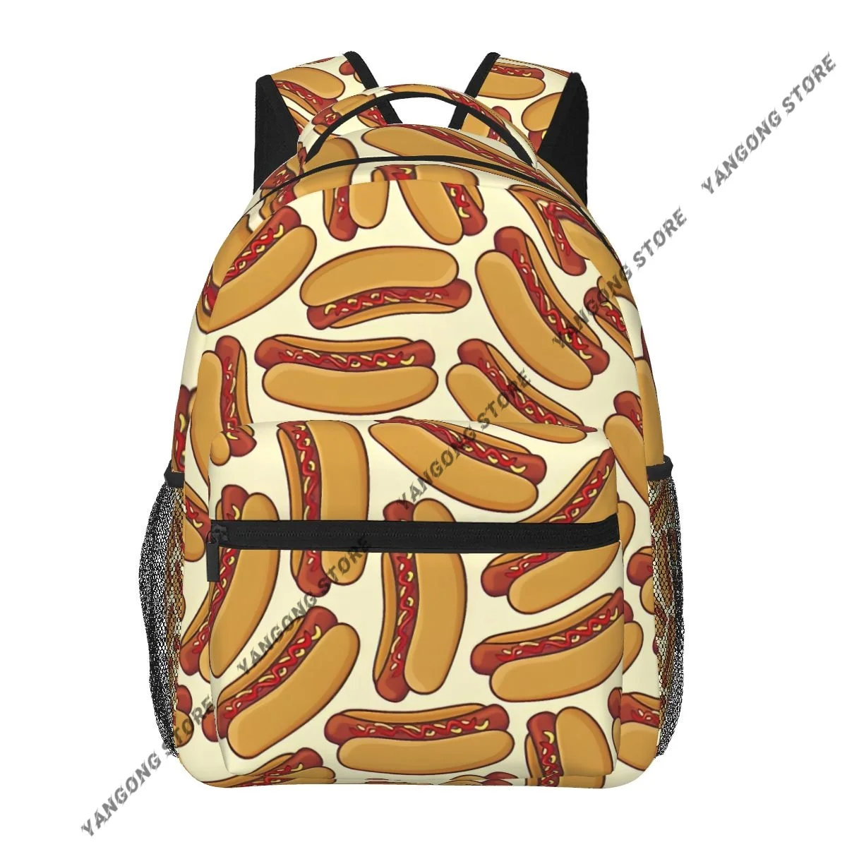 2026 Unisex Hot Dog Background Female Travel Daypack Laptop Backpack Book Schoolbags Feminina School Casual Women Bag