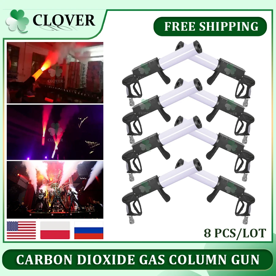 0 Tax 8Pcs Carbon dioxide gas gun RGB LED handheld dry ice gun disco DJ CO2 atmosphere prop wedding nightclub party Stage smoke