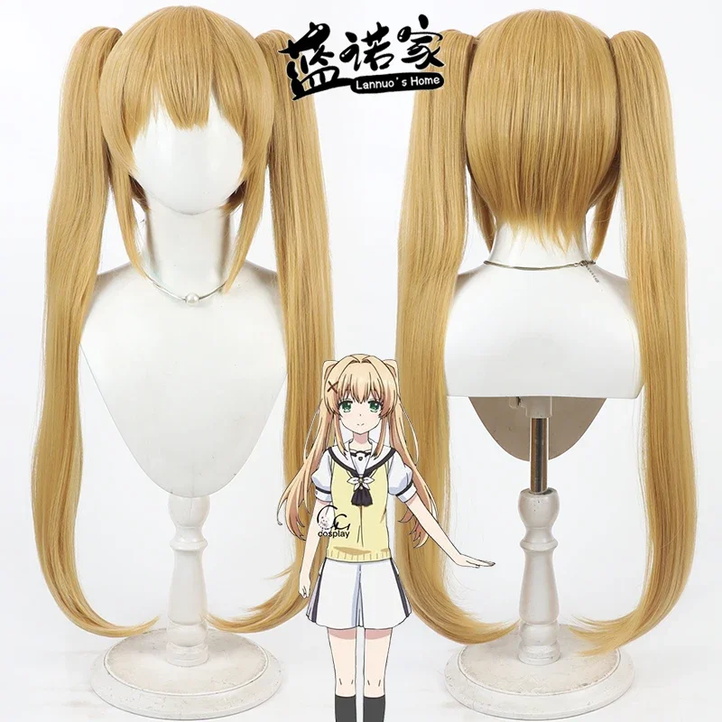 

Synthetic Hair Tsumugi Wenders Cosplay Wigs Summer Pockets Tsumugi Wenders 80cm Long Blonde Ponytail Wig Heat Resistant