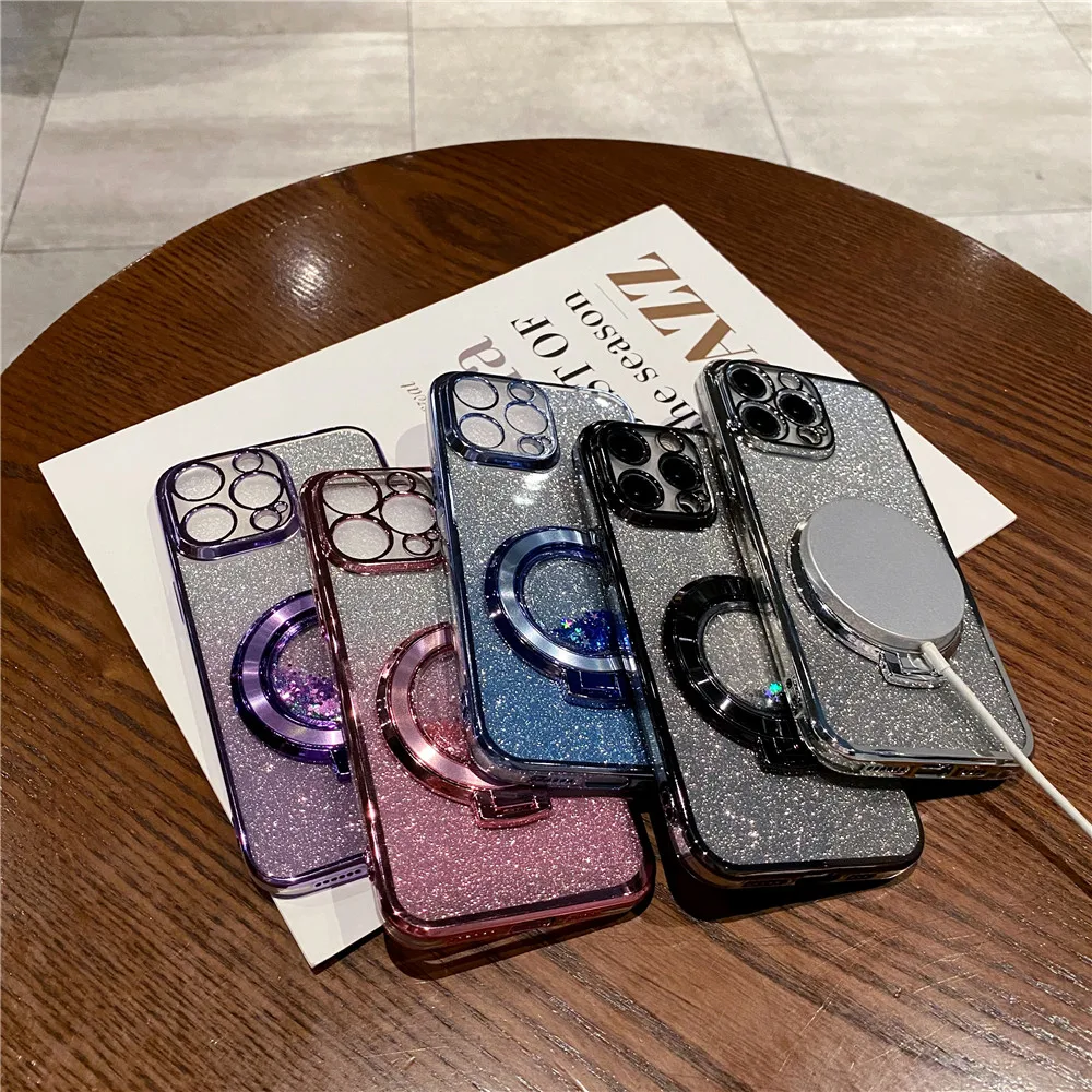 Gradient Glitter Quicksand Ring Holder Phone Case For Samsung A52 A50 A32 A22 A12 A31 A70 A51 A30 A71 A72 4G 5G Silicone Cover