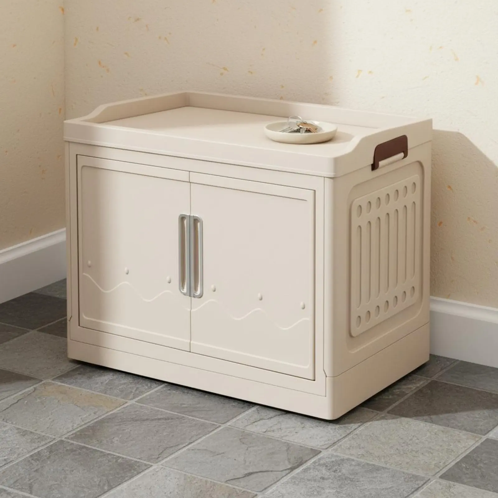 折りたたみ式収納キャビネット設置不要-組み立て不要折りたたみ式プラスチックオーガナイザービン多層収納ラック追加大型