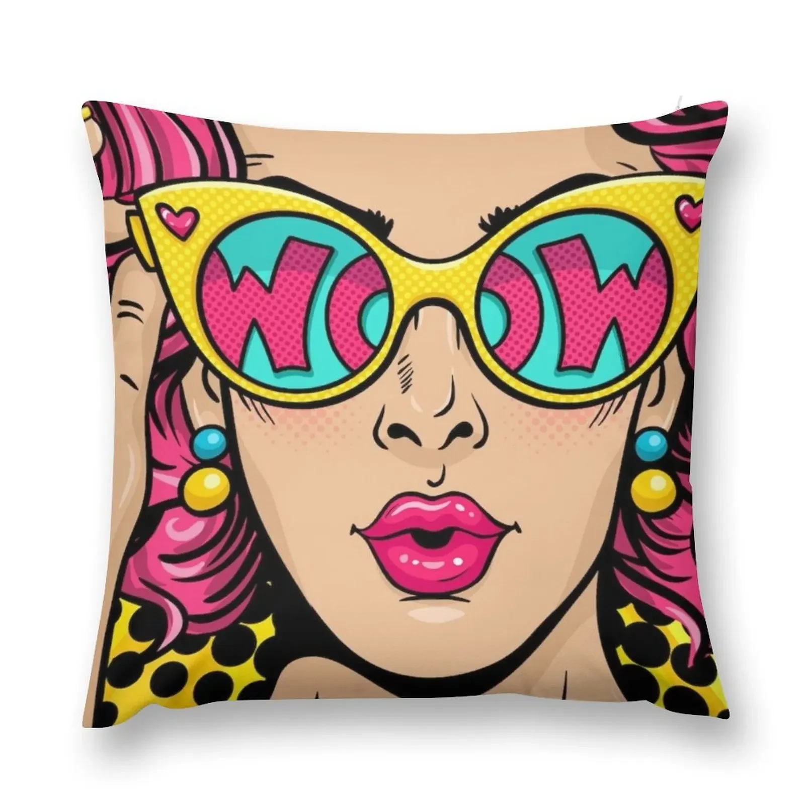 Pop Woman Print Art,Pop Canvas,Roy Lichtenstein Canvas Wall Art,Painted by Roy Lichtenstein Wall Art,Roy Lichtenste Throw Pillow