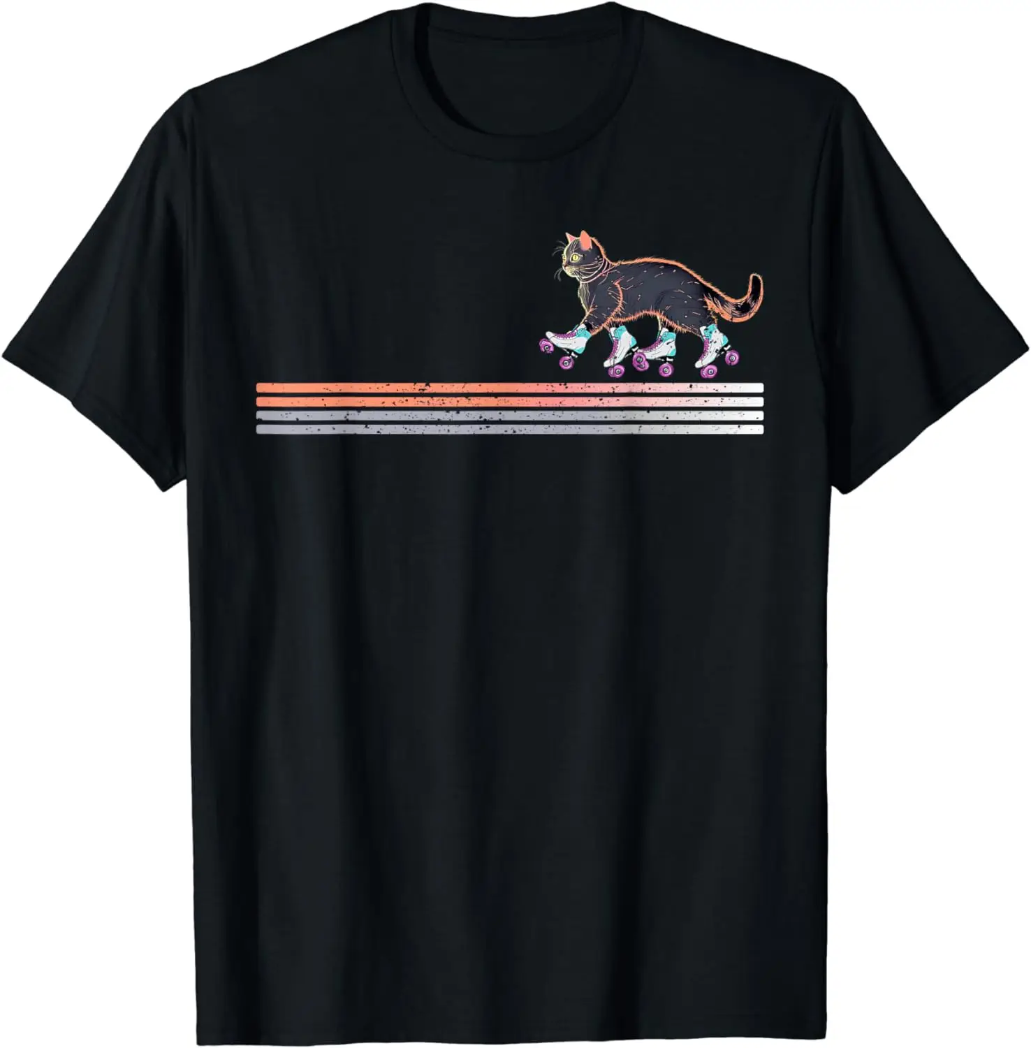 Retro Roller Skating Cats Derby Skater Girls T-Shirt The Fabric Is Fresh and Breathable