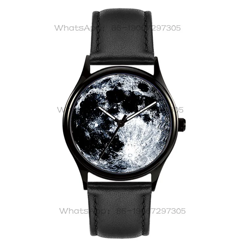 Creative starry sky black moon couple watch boy and girl student friend birthday new year gift photo custom lettering