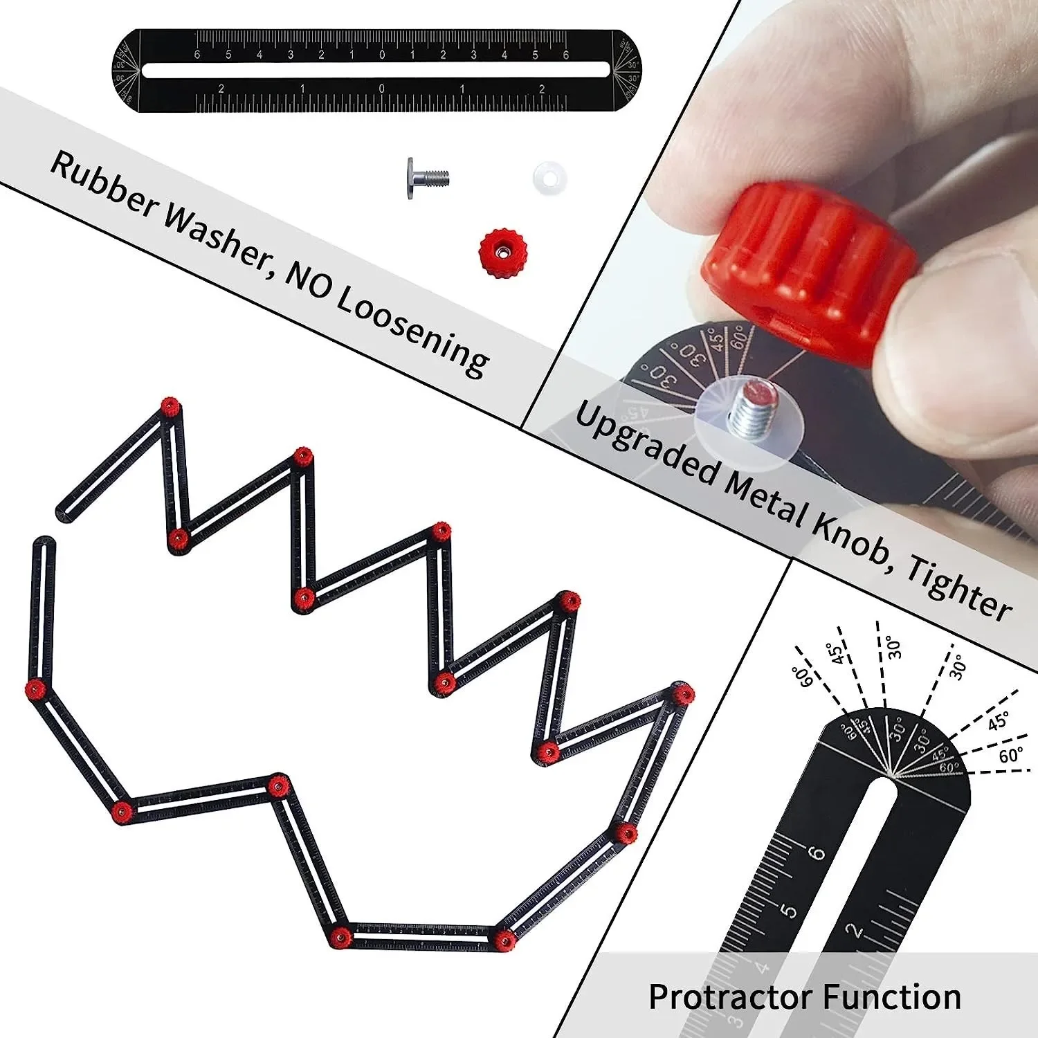 12/9/6 Fold Angle Ruler Aluminum Alloy Folding Ruler For Tile Positioning Opening Manual Multi-Functional Measuring Tool