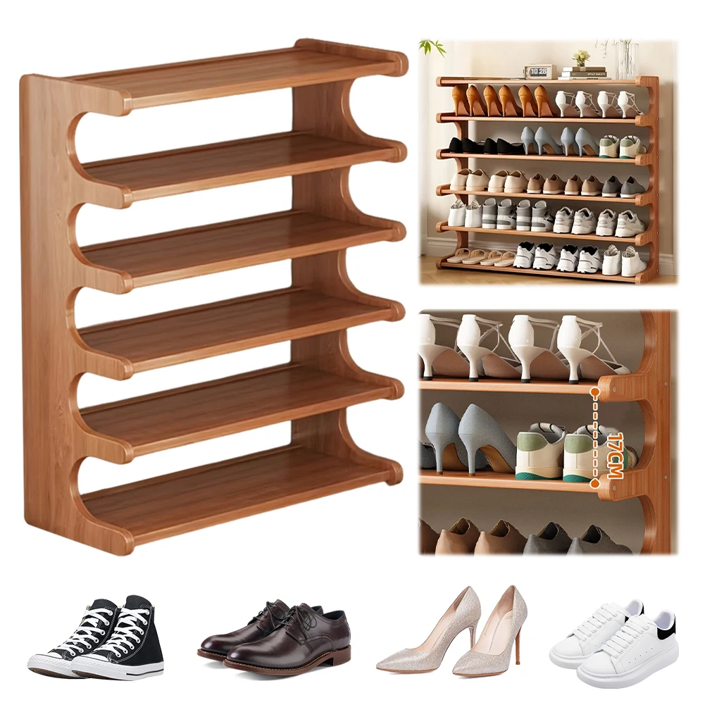

Деревянная подставка для обуви, органайзер для хранения обуви, 6-ярусная полка для обуви, многофункциональный органайзер для обуви, полка для прихожей