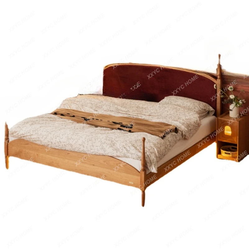 

Zws Садовая кровать из массива дерева, винтажная подвесная кровать, скандинавская бархатная двуспальная кровать, светящаяся