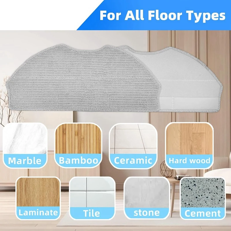 متوافق مع (ROPVACNIC S1 / A1، Tipdiy G90، Betboyles V75S، VIPSUN Z1) أجزاء فرشاة جانبية فلتر Hepa ممسحة قماش خرقة