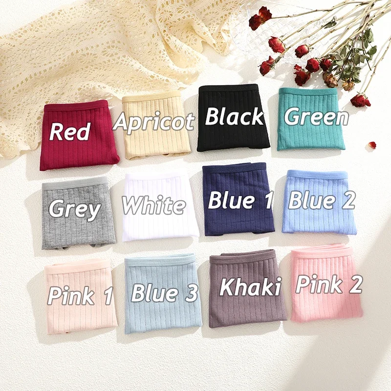 3PCS/Set Women Cotton Panties Sexy Low Rise Briefs Solid Color Soft Underwear Female Basic Breathble Intimates Lingerie M-XL