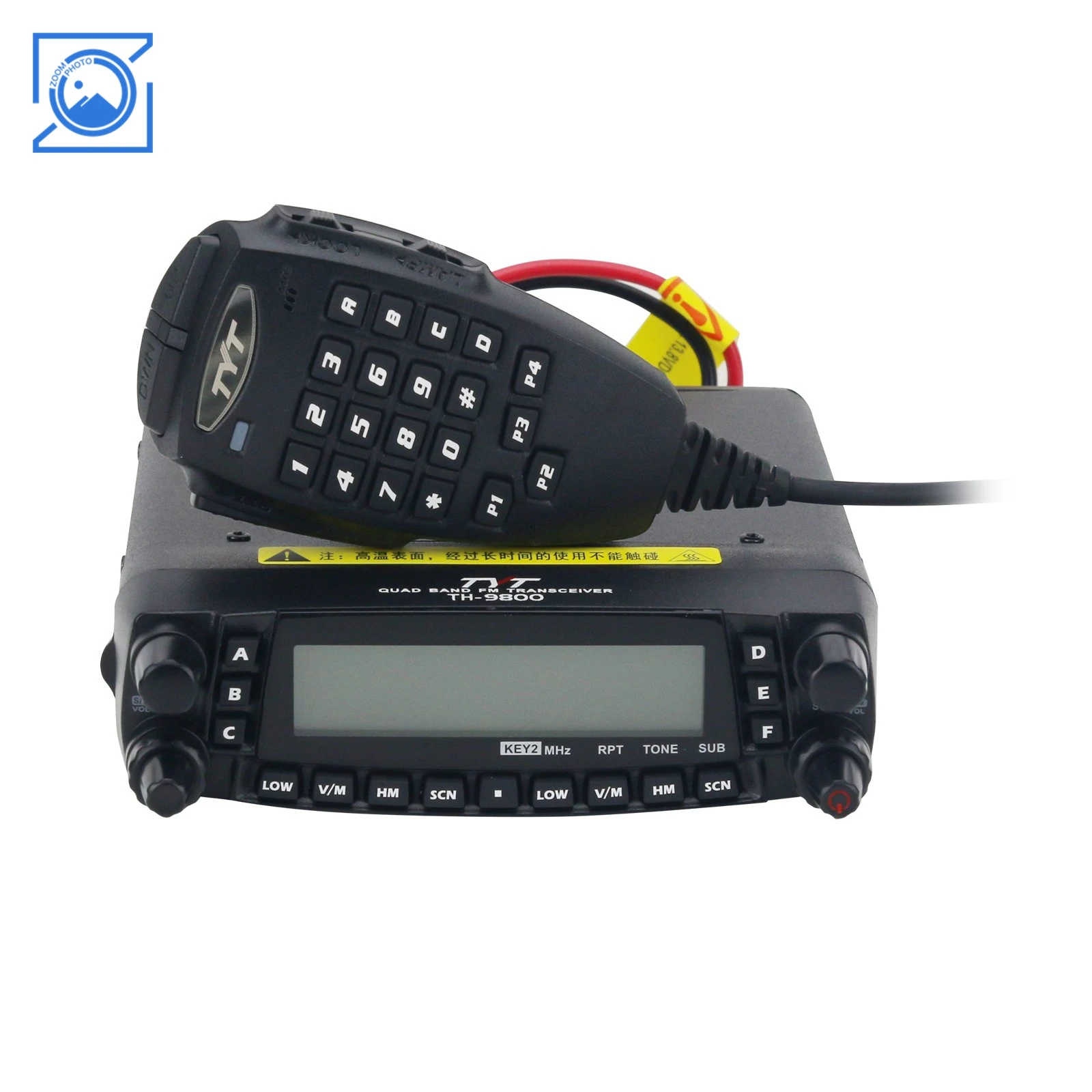 50W TYT TH-9800 PLUS Full Quad Band Display FM Amateur Mobile Radio Transceiver with Handheld Walkie Talkie Microphone