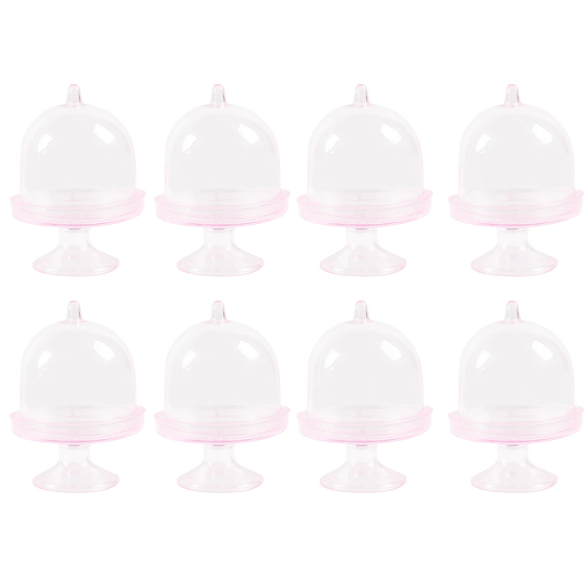 10pcs Mini Dessert Cupcake Stand Tiny Cake Dome with Lid Clear Plastic Cake Display Stand for Wedding Birthday Party Decor